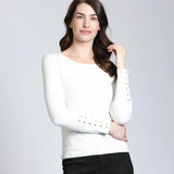 Crew Neck Sweater with Grommets