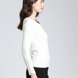 Crew Neck Sweater with Grommets