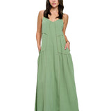 Green Boho Maxi Dress Patchwork