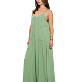 Green Boho Maxi Dress Patchwork