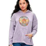 Hoodie Boho Whimsical Mushroom Sun Moon Print