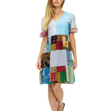 Patchwork Sleeved Mini Dress