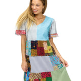 Patchwork Sleeved Mini Dress