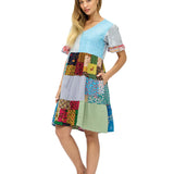 Patchwork Sleeved Mini Dress