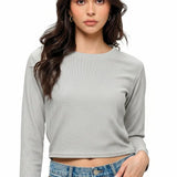 Cropped L/S Waffle Top
