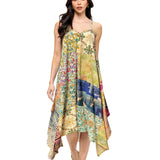 Beach Style Printed Patch Slip Dress