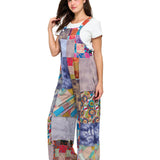 Boho Print Tie Dye Patchwork Overall