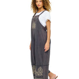 Boho Embroidered Details Midi Overall