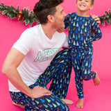 Boys Merry Blue Pines Bamboo Viscose Long Sleeve Pajama Set