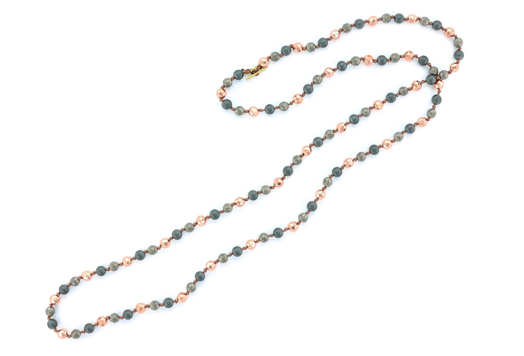 Hematite/Rose Gold Colored Bead Necklace