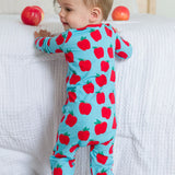 Blue Apple of My Eye Footed One Piece Pajama