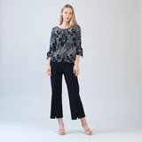 Tie Cuff Curved Hem Top - Orchid Sketch