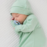 SoftSnooze™ Baby Cotton Modal Sage Knotted Sleep Gown & Hat Set