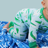 SoftSnooze™ Baby Bamboo Viscose Alligator Adventure Convertible One Piece Footie Pajama