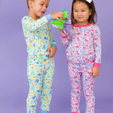 Sweetie-Saurus Dinosaurs Ruffle Long Sleeve Pajama Set with Signature Rear Ruffles