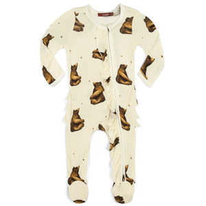 Honey Bear Ruffle Zip Pajamas