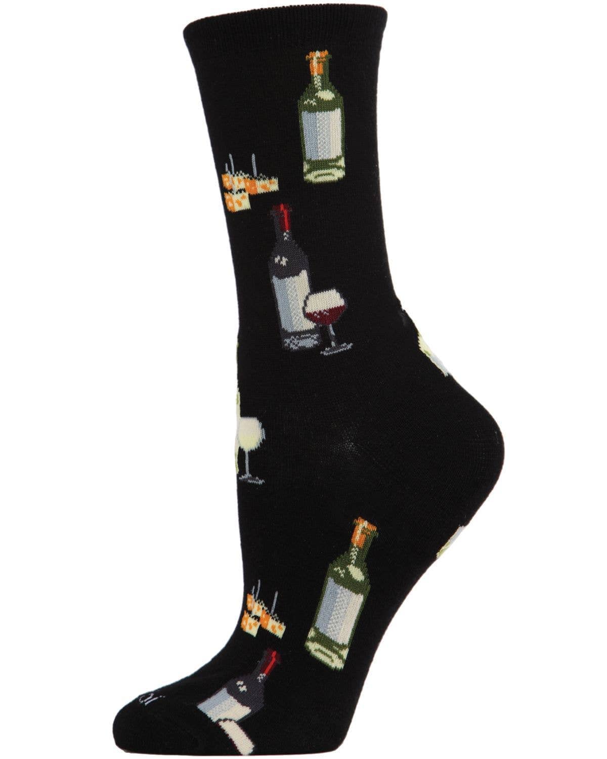 MeMoi Wine and Cheese Bamboo Blend Crew Socks