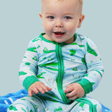 SoftSnooze™ Baby Bamboo Viscose Alligator Adventure Convertible One Piece Footie Pajama