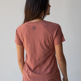 Boho Cotton Tee Shirt - Rust Folk Flower