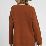 Textured Button Henley Knit Sweater