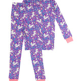 Girls Unicorn Meadow Bamboo Viscose Ruffle Long Sleeve Pajama Set