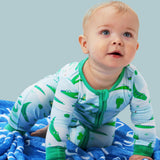 SoftSnooze™ Baby Bamboo Viscose Alligator Adventure Convertible One Piece Footie Pajama