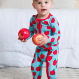 Blue Apple of My Eye Footed One Piece Pajama