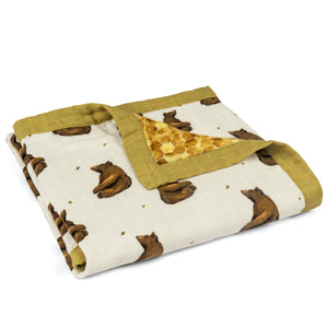 Honey Bear Big Lovey Three-Layer Muslin Blanket