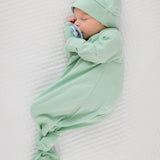 SoftSnooze™ Baby Cotton Modal Sage Knotted Sleep Gown & Hat Set