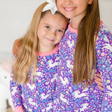 Girls Unicorn Meadow Bamboo Viscose Ruffle Long Sleeve Pajama Set