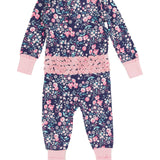 SoftSnooze™ Baby Girls Bamboo Viscose Moonlit Meadow Convertible Ruffle One Piece Footie Pajama