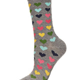 Multicolored Hearts Bamboo Crew Women's Socks