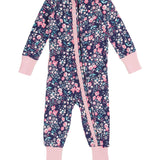 SoftSnooze™ Baby Girls Bamboo Viscose Moonlit Meadow Convertible Ruffle One Piece Footie Pajama