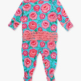 Bright Blossoms Footed Ruffle One Piece Pajama