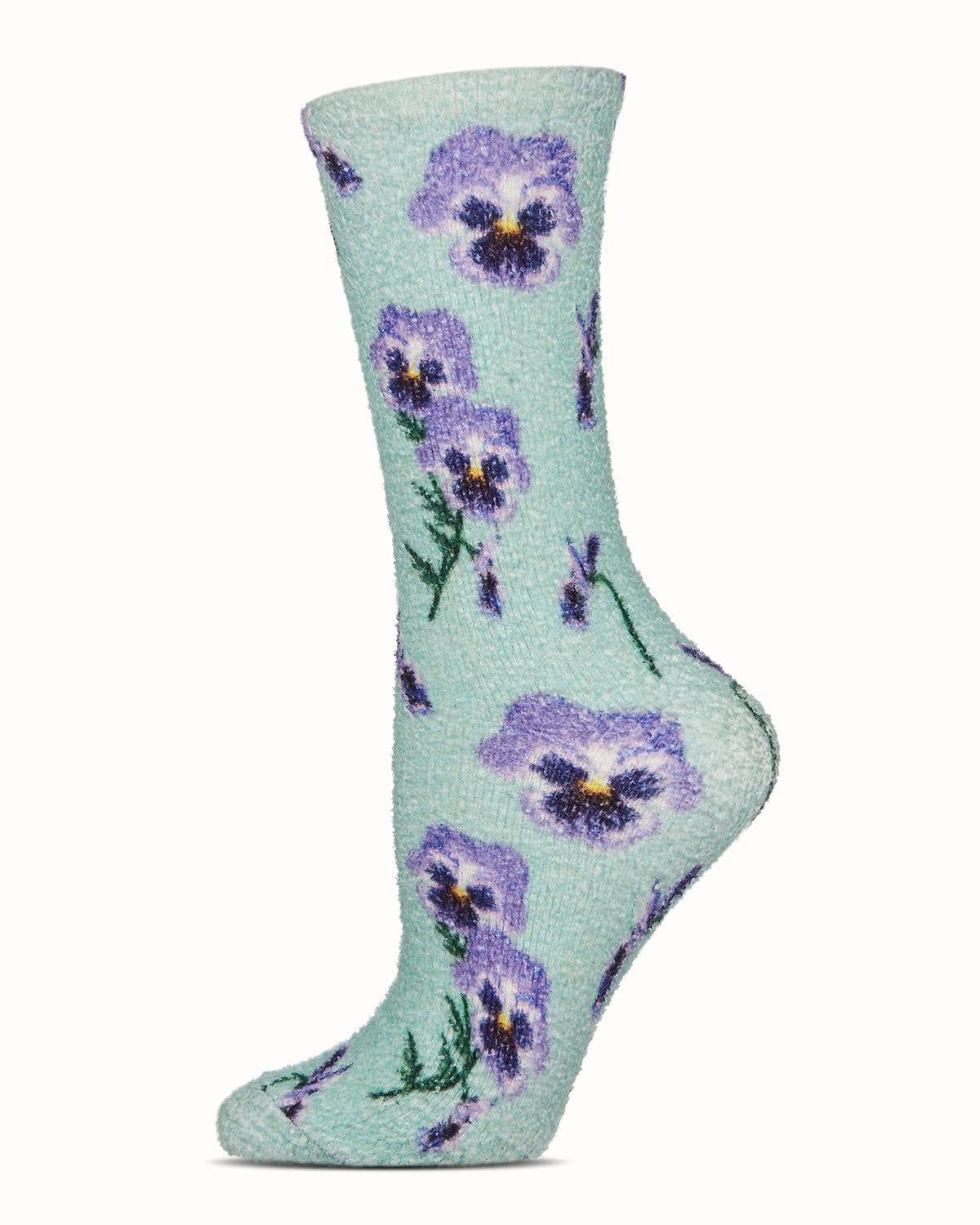 Pansy Eucalyptus Scent Cozy Crew Sock