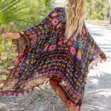 Soleil Tassel Kimono - Charcoal Mandala