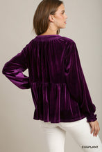 Load image into Gallery viewer, Eggplant Velvet Blouse
