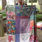 Double-Sided Cozy Throw Blanket - Patchwork Be Happy
