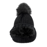 Black Single Cable Pom Hat