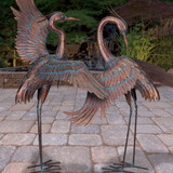 Copper Patina Heron Statues