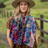 Cozy Blanket Scarf - Blue Patchwork