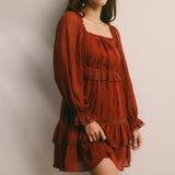 Crinkled Tiered Boho Mini Dress