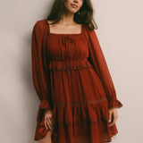 Crinkled Tiered Boho Mini Dress