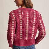 Embroidered Cable Knit Pullover