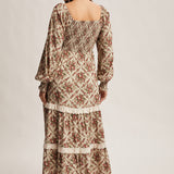 Smocked Bodice Floral Maxi Dress
