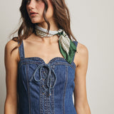 Lace-Up Denim Maxi Dress