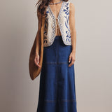 Embroidered Tie-Front Vest