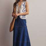 Embroidered Tie-Front Vest