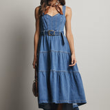 Tiered Denim Maxi Dress