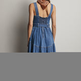 Tiered Denim Maxi Dress